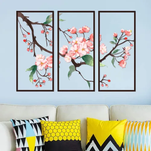 Miniatura 3 de Resama 3 piezas de arte de pared de metal, flores colgantes de flores, escultura de pared de metal rústico 2D para sala de estar, dormitorio