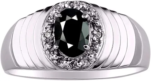 RYLOS Anillos para hombre, plata de ley, halo clásico de diamantes auténticos, 0.276 x 0.197in, anillo de diseño de piedras preciosas ovaladas,