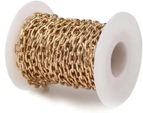 Miniatura 29 de N/C Cadenas de aluminio de 15 pies de eslabones de perlas de imitación, cadena de eslabones trenzados, cadenas de cable cruzado con colgante