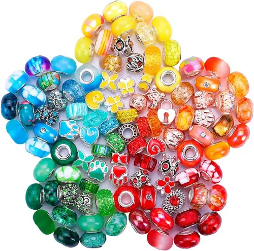 Miniatura 9 de Espaciador de agujeros grandes europeos con cuentas de hadas con diamantes de imitación para manualidades, pulseras y bisutería