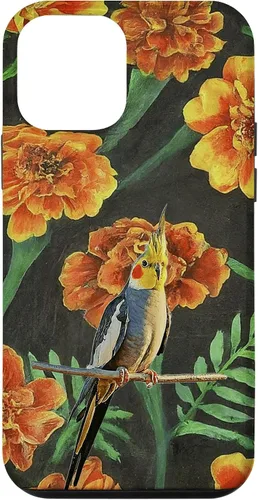 Miniatura 12 de iPhone 14 Pro Cockatiel Orange Yellow Marigolds Vintage Flower Pattern Case
