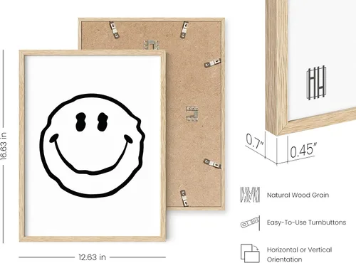 Miniatura 3 de Haus and Hues - Póster de cara sonriente (smiley) de color blanco sobre fondo negro, cara distorsionada, pósteres grandes y geniales para Blanco