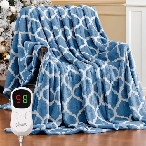 Miniatura 14 de Homemate - Manta eléctrica térmica de franela suave - 50"x60" con 10 niveles de calor rápido, 8 horas de apagado automático, protección contra