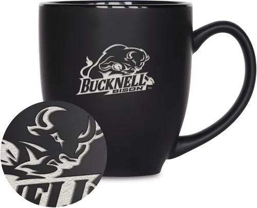 Miniatura 141 de Rico Industries - Taza de cerámica mate negra con grabado láser estándar de 15oz para NCAA (escuelas T & U) - Para bebidas calientes o frías