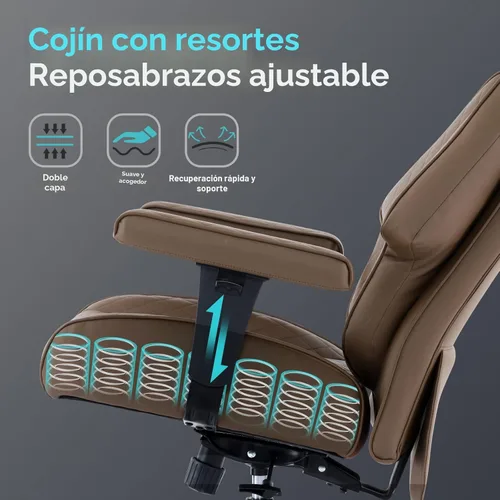 Miniatura 5 de EXCEBET Silla de oficina grande y alta con reposapiés, silla de oficina ejecutiva de piel sintética con respaldo alto 400lbs, sillas ergonómicas