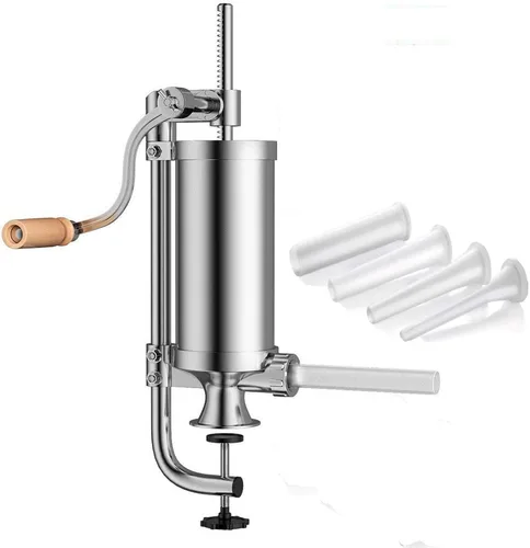 Meao Máquina casera de relleno de salchichas - Máquina de salchichas vertical de acero inoxidable con base de succión y manivela manual para uso