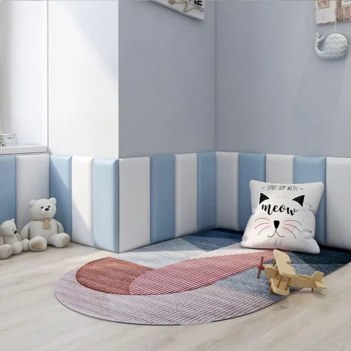Miniatura 4 de Paneles tapizados 3D anticolisión para niños, paneles de pared tapizados para despegar y pegar, cabecero Queen, panel de protección decorativo