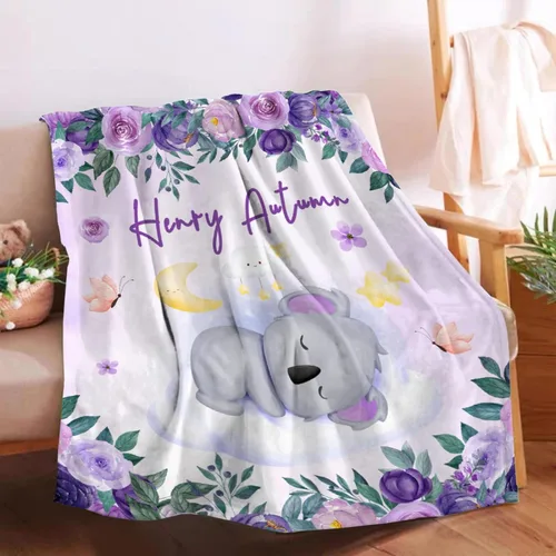 Miniatura 34 de Manta de bebé personalizada para niñas y niños pequeños, recién nacidos, regalos personalizados de vaca floral con nombre y texto, 40 x 30 pulgadas