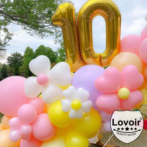 Miniatura 4 de Lovoir Globo dorado de 40 pulgadas, 10 dígitos gigantes, de papel de aluminio de Mylar para helio de 10º cumpleaños, decoración de celebración, oro