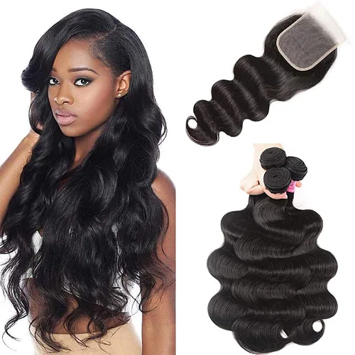 Miniatura 17 de Unice - Cabello ondulado brasileño 8A, cabello virgen, 3 unidades, extensiones tejidas de 100 % cabello humano, color natural, 3.3 a 3.5 onzas