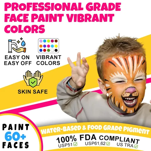 Miniatura 2 de Kit de pintura facial Drawdart para niños - 15 colores de pintura facial no tóxica a base de agua con plantillas y brochas - Kit de maquillaje