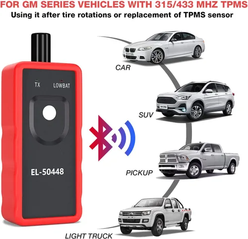 Miniatura 5 de KINGBOLEN EL-50448 Sensor Automático de Presión de Neumáticos 315/433 MHz, Herramienta de Activación de Reset/Relearn TPMS Compatible con Vehículos