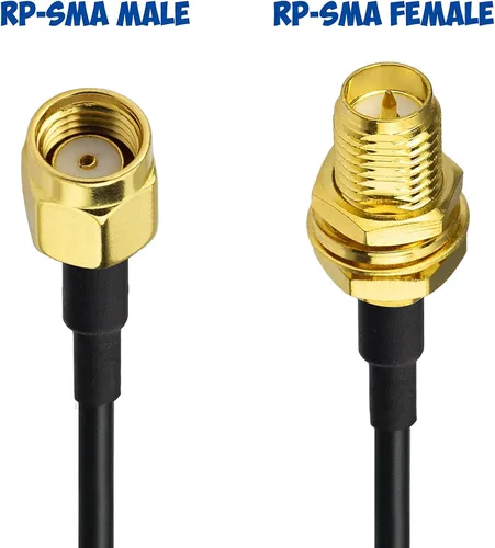Miniatura 7 de Bingfu Cable de extensión de antena WiFi, paquete de 2 unidades RP-SMA macho a RP-SMA hembra Cable RG174 de 9.8 ft 10 pies para enrutador WiFi