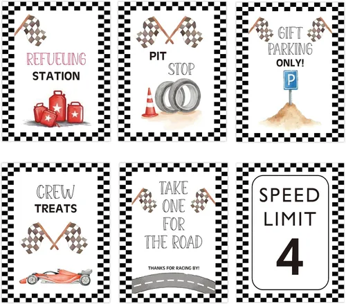 Miniatura 14 de Speed Limit 1 - Decoración de Cumpleaños de Coche de Carreras, Decoraciones de Fiesta de Primer Cumpleaños 6PCS Letreros de Pared para Bebé de 1 Año