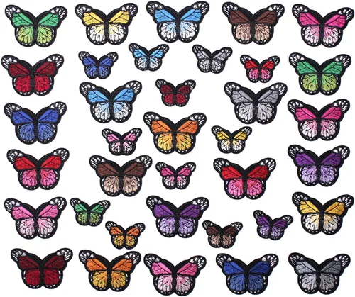 36 Piezas Parches de Mariposa para Planchar, Parche Bordado para Coser/Planchar Aplique para Ropa, Vestido, Sombrero, Jeans, Accesorios DIY
