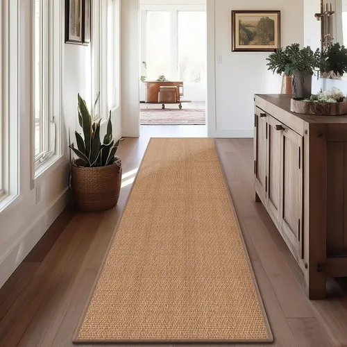 Miniatura 33 de GOYLSER Alfombras de yute de 15 pies para pasillo, alfombra de cocina, antideslizante, lavable, absorbente, alfombra de pasillo color beige