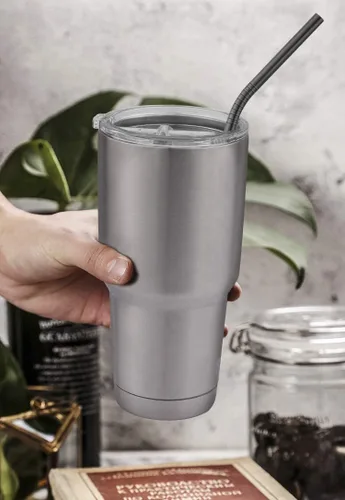 Miniatura 4 de Hiware Paquete de 12 pajitas de acero inoxidable negras reutilizables con estuche, pajitas de metal para vasos de 30 y 20 onzas, aptas