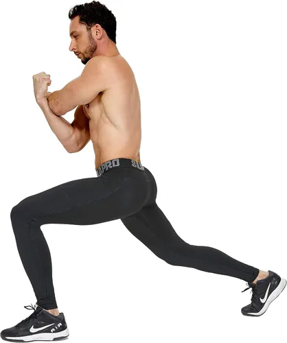 Miniatura 26 de SILKWORLD Paquete de 1 a 3 pantalones de compresión para hombre, con bolsillos, leggings de gimnasio y secado fresco
