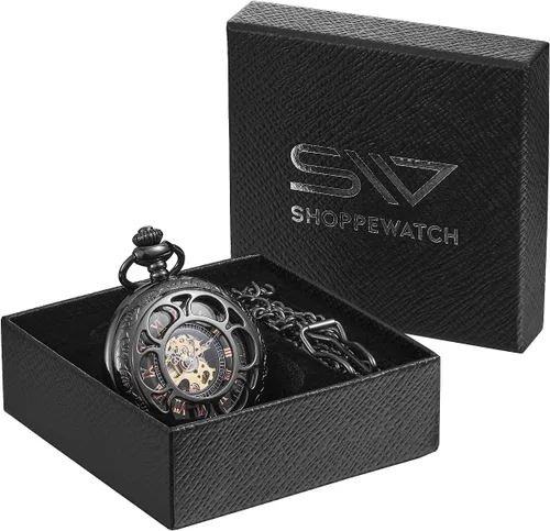 Miniatura 17 de ShoppeWatch Reloj de bolsillo para hombre con cadena Reloj de bolsillo vintage de cuerda a mano Reloj de bolsillo clásico con movimiento