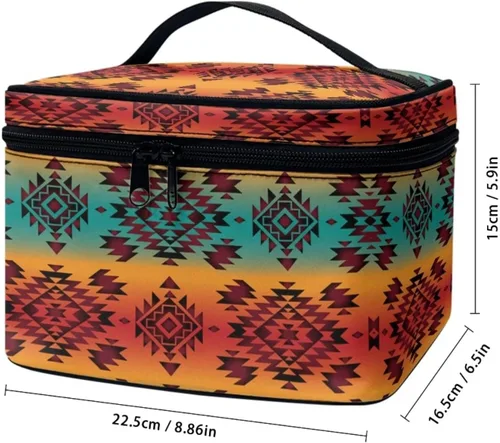 Miniatura 6 de JoyLamoria Bolsa de Maquillaje Portátil Bolsa de Cosméticos de Viaje Bolsa de Maquillaje con Gran Capacidad Bolsa con Cremallera, Aztec Southwestern