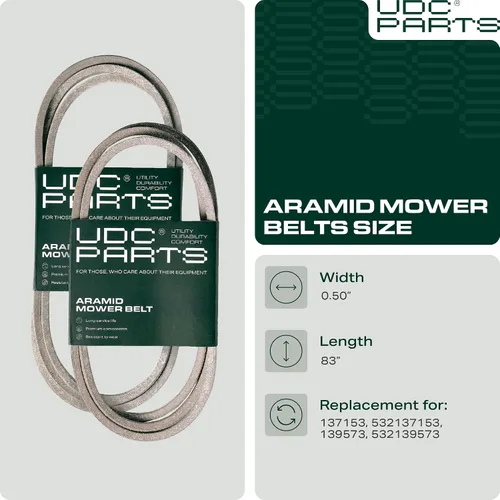 Miniatura 2 de UDC Parts 137153 Correa de transmisión para Craftsman 532137153 Husqvarna GT2254 GT190 GT200 AYP CT2050B CT2050C AYP8188A79 Poulan PP1846 PBGT2254