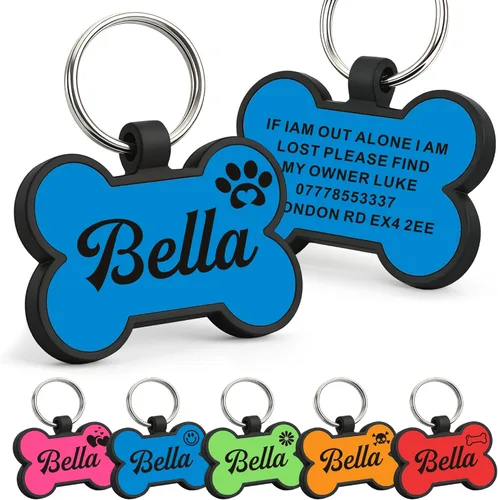 Miniatura 7 de Etiquetas para perros personalizadas para mascotas, etiqueta de silicona para perro, etiquetas de nombre para perro, etiquetas de perro Rosa
