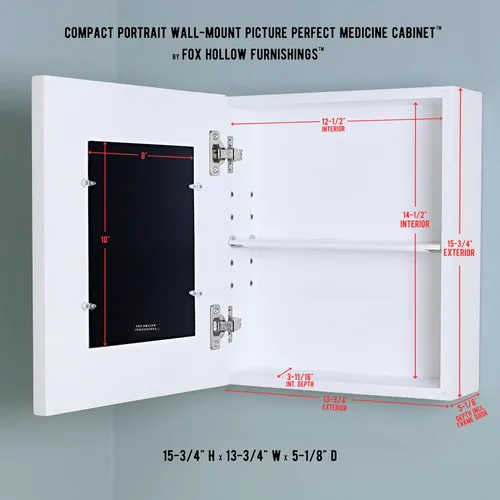 Miniatura 2 de Gabinete de medicina perfecto para montaje en pared, 15 3/4 pulgadas de alto x 13 3/4 pulgadas de ancho (negro)