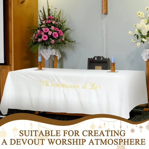 Miniatura 6 de VitalCozy Gran en Recuerdo de Mí Frontal de Altar 88.2x52pulg Cubierta de Paño de Mesa de Comunión Blanca Rectangular Paños de Mesa de Comunión