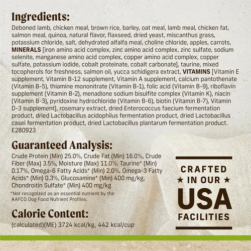 Miniatura 4 de Merrick - Alimento seco para perros con vitaminas y minerales añadidos para todas las razas, 25 libras, cordero