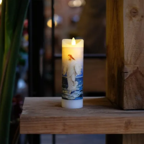 Miniatura 2 de NONNO & ZGF Moving Wick - Vela de oración sin llama Jesús, cera real, velas parpadeantes brillantes con función de temporizador remoto, funciona