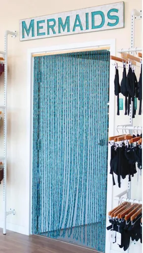 Miniatura 8 de BeadedString - Cortina con cuentas de madera natural y bambú, 77 pulgadas de alto (azul, 35.5 pulgadas de ancho)