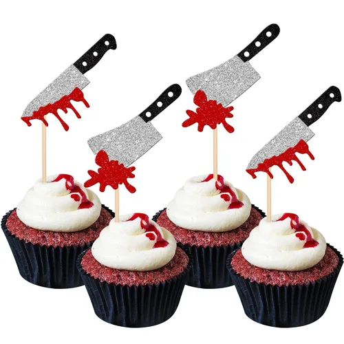 Miniatura 36 de 30 piezas de adornos para cupcakes con purpurina – Púas de cupcakes de Halloween para niños, cumpleaños, festival, fiesta, decoración de pasteles