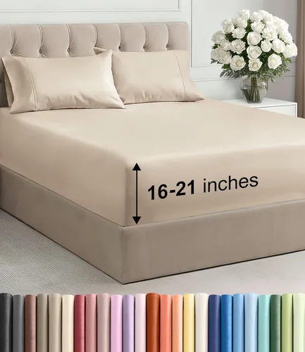 Miniatura 88 de Sábanas King divididas con bolsillos extra profundos, sábanas transpirables y refrescantes de 5 piezas, sábanas de lujo para hotel, suaves, sin 25