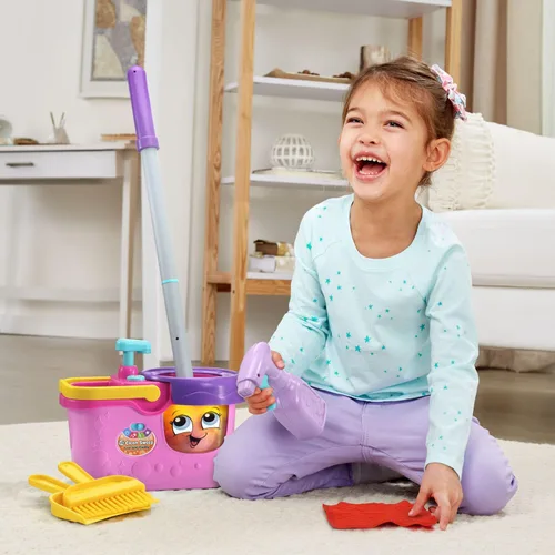 Miniatura 4 de LeapFrog Clean Sweep Learning Caddy, Juego de Juguetes de Limpieza con Trapeador y Escoba para Niños de 3 a 5 Años, Rosa