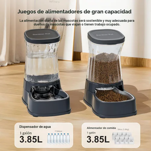 Miniatura 2 de Dispensador automático de agua por gravedad para perros, tazón dispensador de agua de acero inoxidable de 1 galón para perros y gatos, dispensador