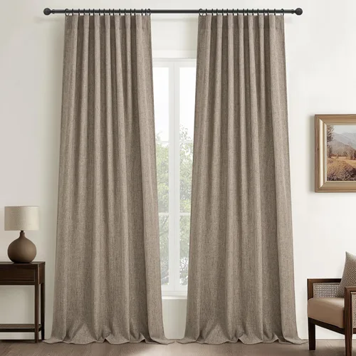 Miniatura 22 de Cortinas translúcidas de lino beige blanco de 84 pulgadas de largo, 2 paneles, cortinas modernas con filtrado de luz y privacidad, riel de techo