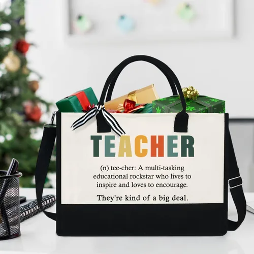 Miniatura 5 de OASSIE Regalos de agradecimiento para profesores, regalos del día del profesor, bolsa de mano para profesores, bolsa de lona de 13 onzas