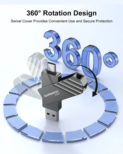 Miniatura 3 de Unidad flash USB C de 64 GB, velocidad de lectura de hasta 130 MB/s USB 3.1 Gen 1 de alta velocidad, memoria Plug and Play de doble puerto