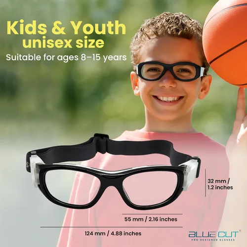 Miniatura 4 de BLUE CUT Gafas de baloncesto de seguridad para niños para deportes al aire libre, fútbol, fútbol, antiniebla, reemplazables a lentes recetadas