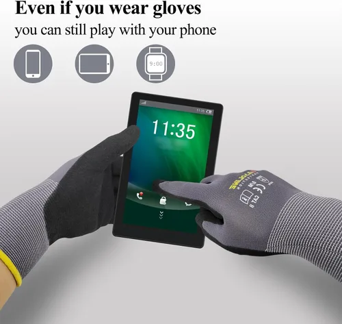 Miniatura 3 de Work Gloves MicroFoam Nitrile Coated-12 Pairs,Seamless Knit Nylon&Spandex Gloves,Grey Work gloves