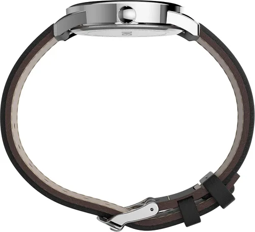 Miniatura 2 de Timex Easy Reader Reloj con correa de cuero de 1.496pulgadas, Negrotono plateado