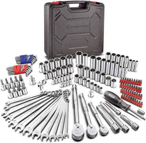 Miniatura 10 de Powerbuilt Juego de herramientas mecánicas de accionamiento de 200 piezas de 1/4 pulgadas, 3/8 pulgadas y 1/2 pulgadas, con juego de llaves SAE