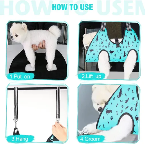Miniatura 7 de ATESON Hamaca de aseo para perros – Arnés para mascotas para aseo, cabestrillo para perro para cortar uñas, soporte colgante para perros para cortar