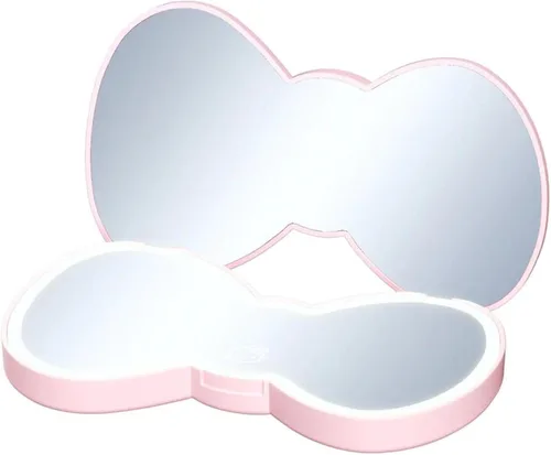 Miniatura 2 de Impressions Vanity - Espejo compacto LED con lazo de Hello Kitty, bonito espejo de maquillaje de viaje de doble cara, botón táctil suave con apagado
