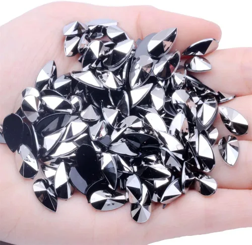 Miniatura 14 de 200 diamantes de imitación de gota de agua, diamantes de imitación de resina con parte trasera plana para manualidades, ropa, decoración de Verde AB