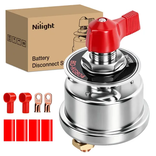 Miniatura 11 de Nilight Battery Disconnect Switch with Waterproof Key and Cover 12V 24V On Off Battery Master Isolator Cut Off Power Kill Switch for Car Marine Boat