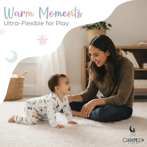 Miniatura 11 de CubbieMoon Bamboo Viscose Baby Pajamas 2 Way Zip for Diaper Change 0 to 24 Month Soft Stretchy Sleeper 2 Pack