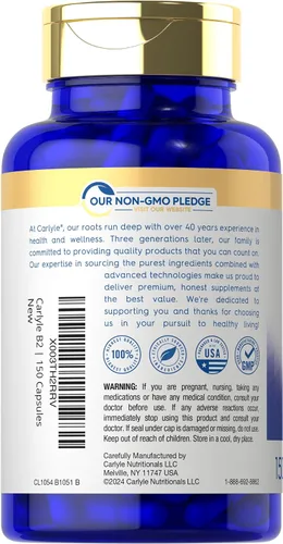 Miniatura 3 de Carlyle Vitamina B2 200 mg 150 unidades Riboflavina Suplemento esencial sin OMG y sin gluten