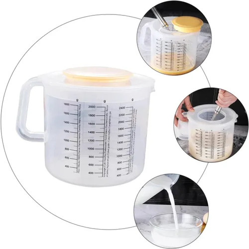 Miniatura 3 de UPKOCH Tazón de mezcla con tapa, tazas de café de plástico con tapas, jarra de agua de plástico, dispensador de mezcla para panqueques, taza
