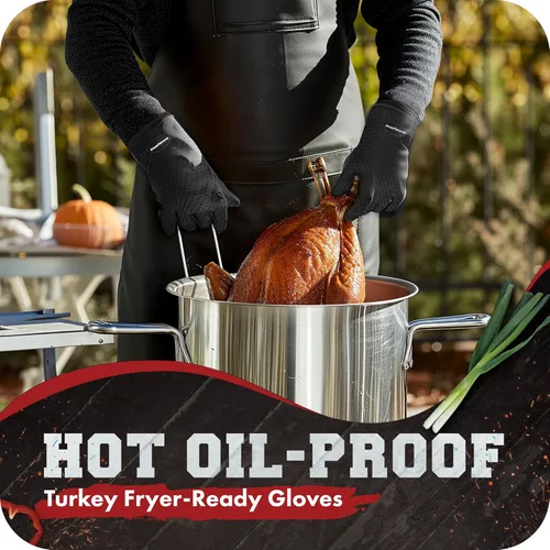 Miniatura 4 de KITCHEN PERFECTION Guantes de silicona para horno ahumador -Guantes de barbacoa extremadamente resistentes al calor-maneja la comida caliente